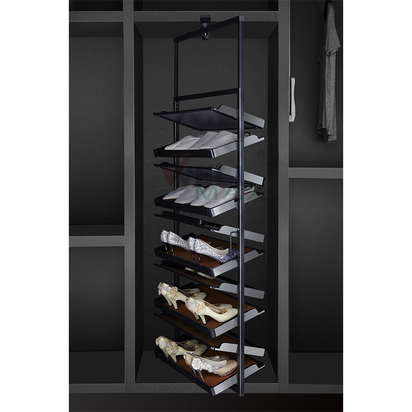 WELLMAX Wardrobe Revolving Shoe Rack Storage Organizer Cabinet Display Metal Modern 360 Rotating Shoe Rack