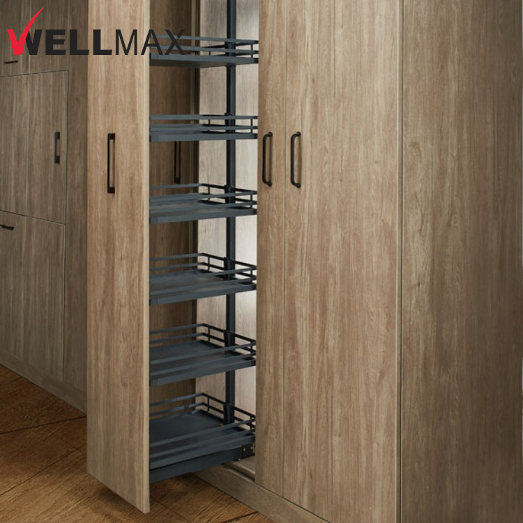 Wellmax Tall Unit Basket Wine Drinks Pantry Storage Basket Drawer Linkage Sliding Wire Basket Drawer