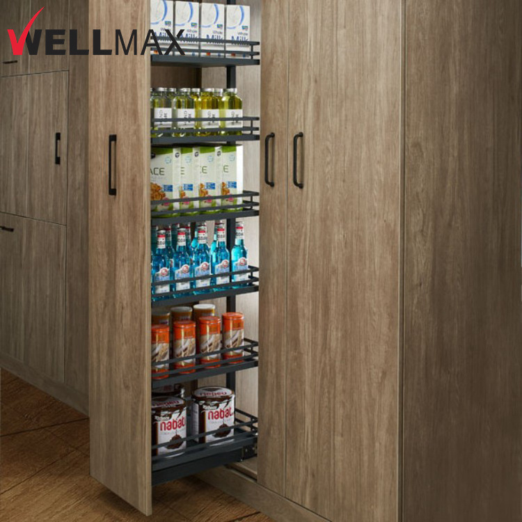 Wellmax Tall Unit Basket Wine Drinks Pantry Storage Basket Drawer Linkage Sliding Wire Basket Drawer