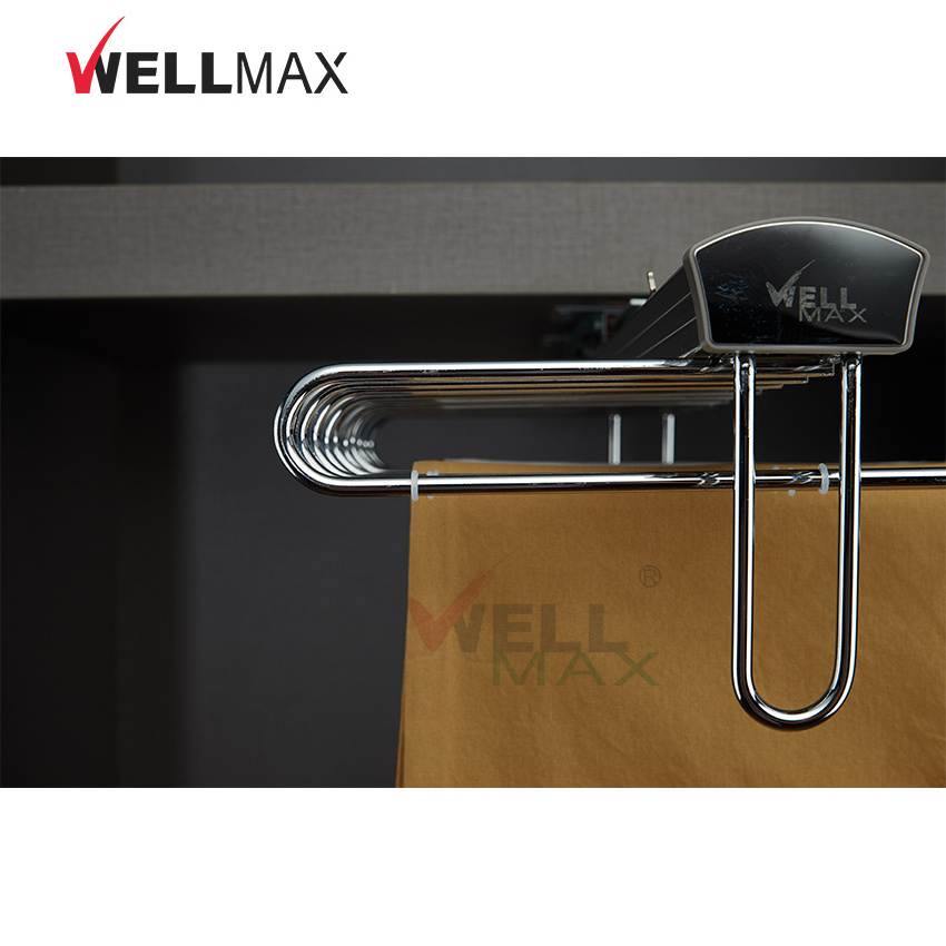 WELLMAX Wardrobe Closet Hardware Storage Top Mounted S-Shaped Pants Trousers Rack Hanger