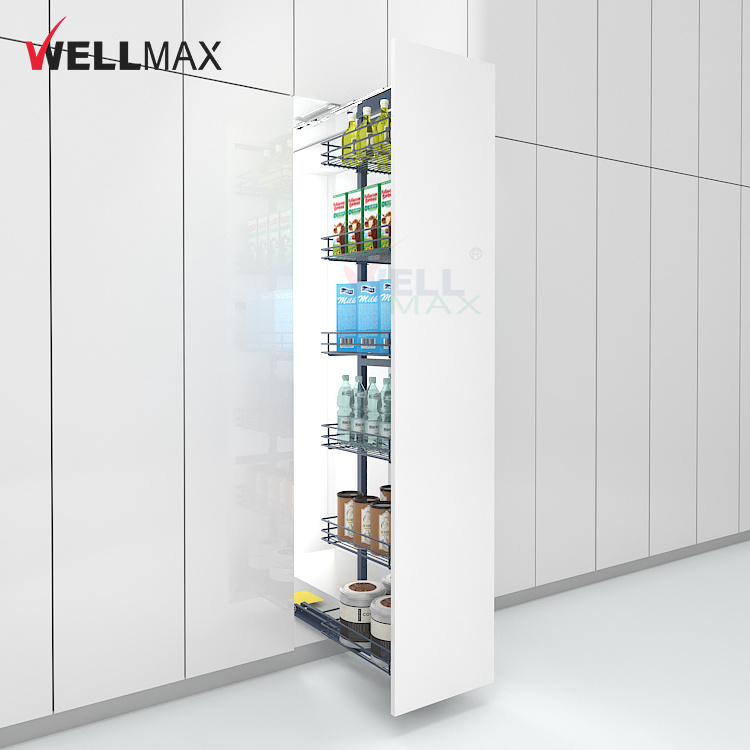 WELLMAX Factory Kitchen Cabinet Tall Pantry Unit Furniture Accessories Hardware Wire Pull Out Larder Storage Organizer