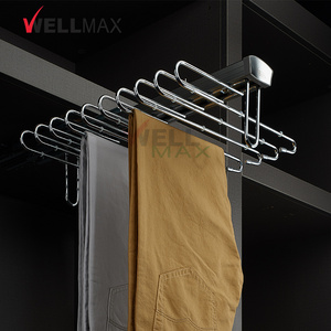 WELLMAX Wardrobe Closet Hardware Storage Top Mounted S-Shaped Pants Trousers Rack Hanger