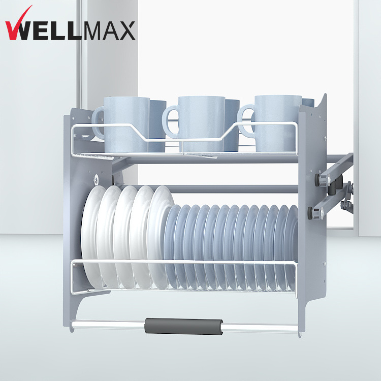 WELLMAX Newly Popular Adjustable Pull-Down Storage Basket Kitchen Hardware Accessories Cabinets Drawer Pull Out Baskets