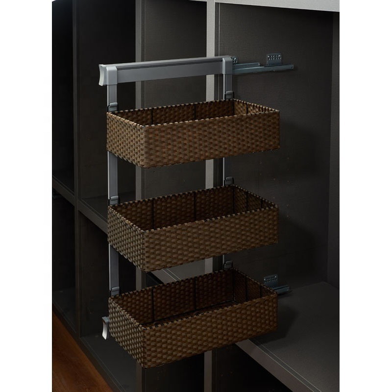 Customized Modern Bedroom Wardrobe Accessories Clothes Storage Rattan Wicker Pull Out Basket Storage Drawers