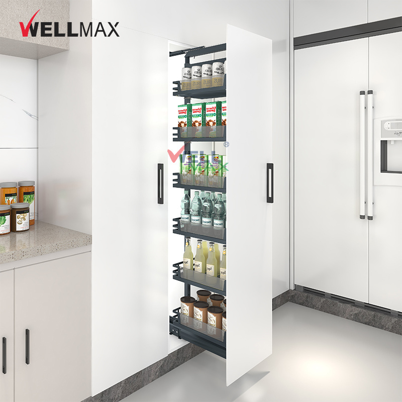 WELLMAX Factory Kitchen Cabinet Tall Pantry Unit Furniture Accessories Hardware Wire Pull Out Larder Storage Organizer