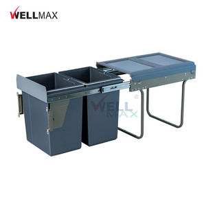 WELLMAX Smart Waste Bin Kitchen Accessories 40L Smooth Sliding Pull Out  Garbage Trash Cans