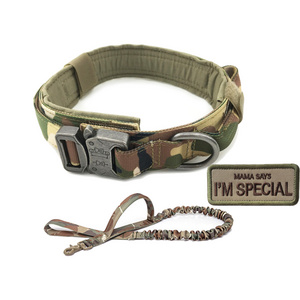 Custom Logo Durable Nylon Dog Collar And Leash Tactical Dog Collar Dog Leash Clasp Big Collar