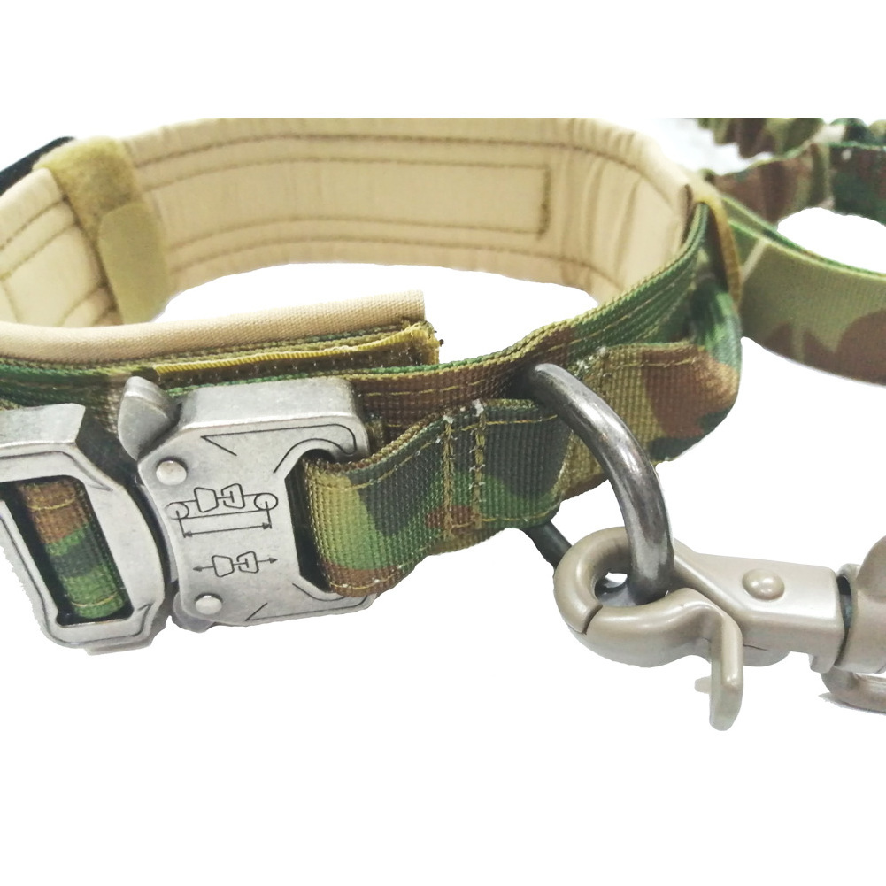 Custom Logo Durable Nylon Dog Collar And Leash Tactical Dog Collar Dog Leash Clasp Big Collar