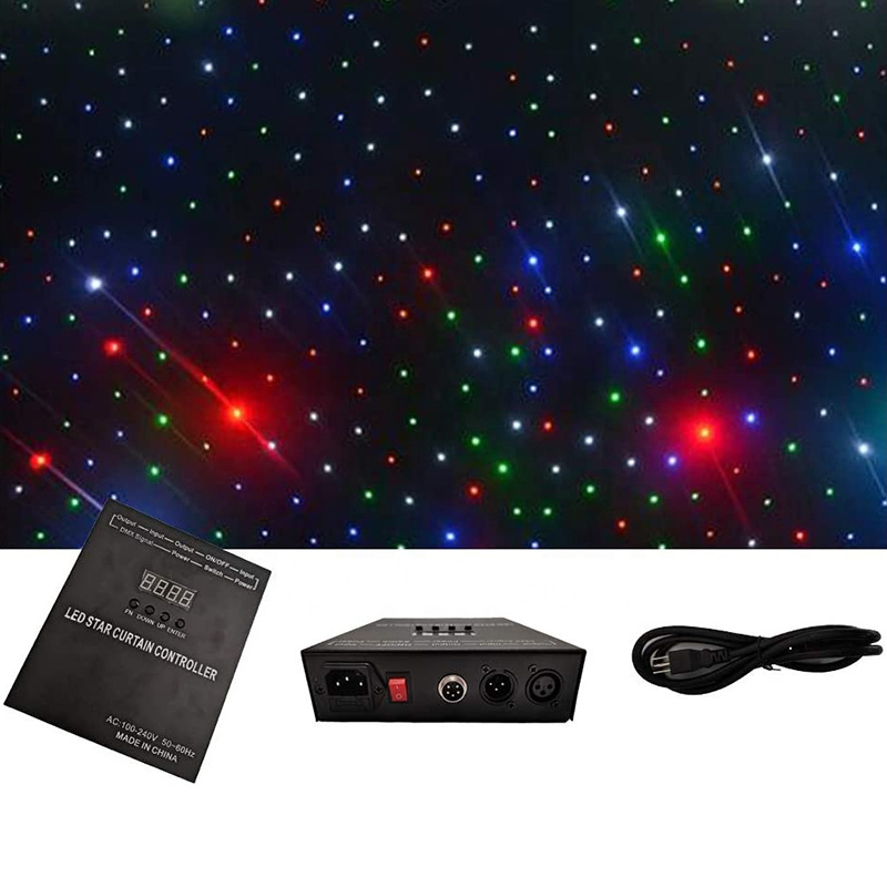 Custom backdrop cloth light led star lights curtain Shiny Black Velvet Backdrop Lights for wedding stage decoration