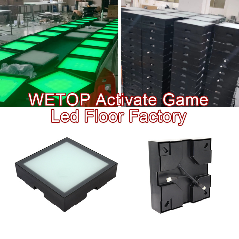 Active interactive game LED floor game with square lights on floor activate game room