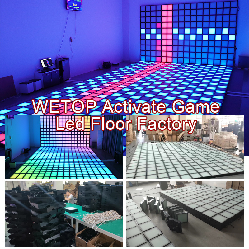 Active interactive game LED floor game with square lights on floor activate game room