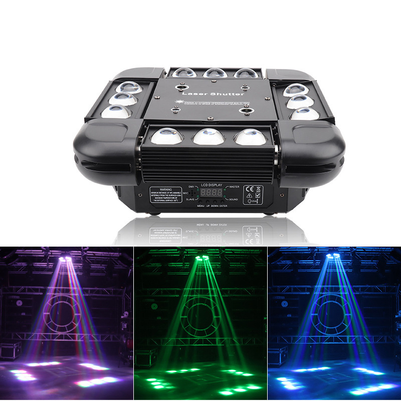 MINI LED 12x10W Spider Light RGBW Beam laser strobe DJ Light Used In Disco Bar KTV Stage Lighting