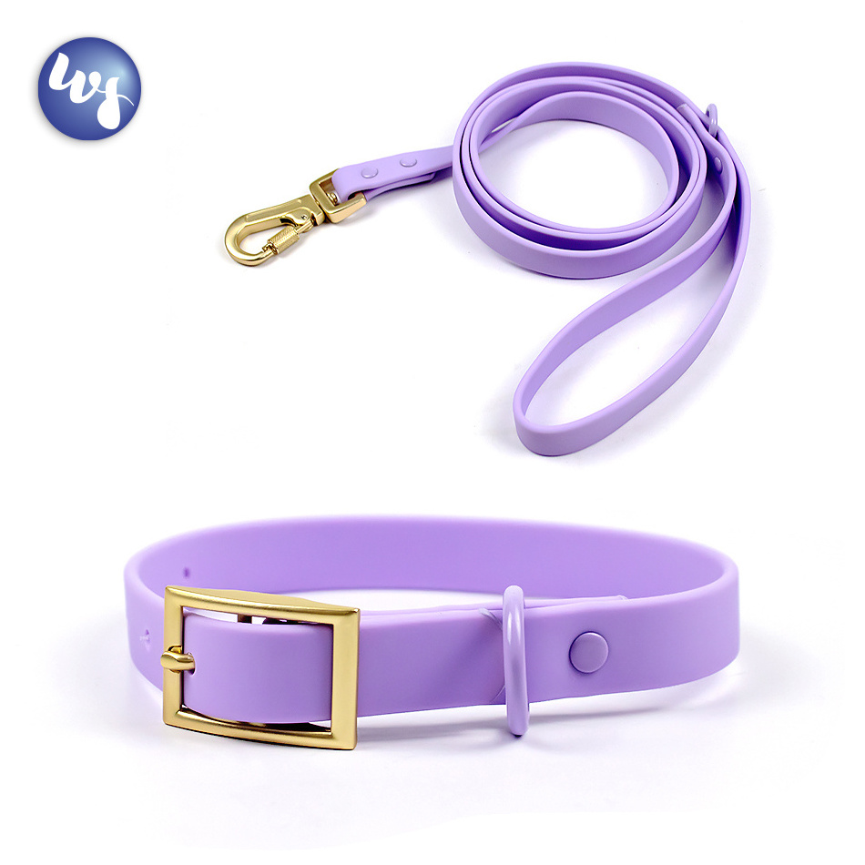 Winshine manufacture support customized PVC silicone mascot collar and leash for dogs wholesale gold buckle dog collar pvc