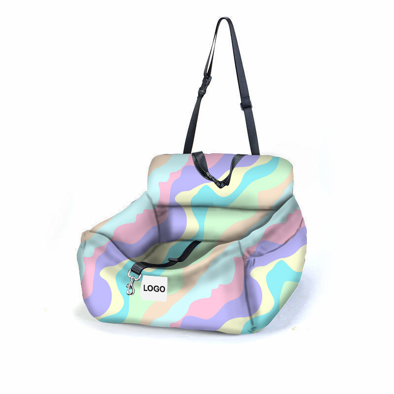 Customized Printing popular design travel booster seat bag for dog car pet carrier bed high quality with safe belt