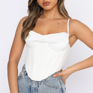 womens clothing Summer New Wrap Chest Diamond Sexy Tube Tops Fishbone Sleeveless Corset Top