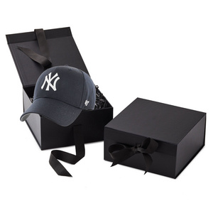 Custom size magnetic magnet collapsible hat box packaging luxury extra large baseball snapback baseball  hat boxes