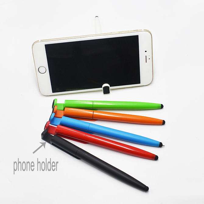 Mobile Phone Holder Gift Pen Personalized Custom Logo Multifunction Promotional Plastic Ballpoint Pen