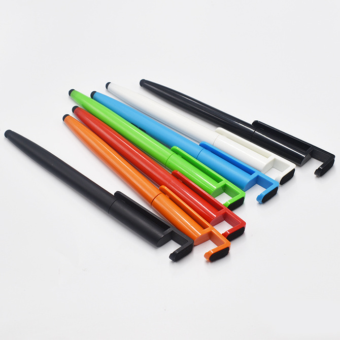 Mobile Phone Holder Gift Pen Personalized Custom Logo Multifunction Promotional Plastic Ballpoint Pen