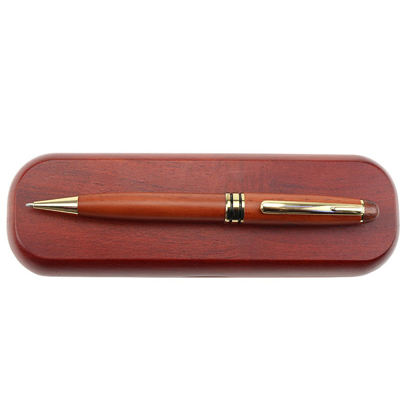 ECO Friendly Wood Pens High Quality Luxury Custom Engrave Logo Rosewood Ball Pen Set with Rosewood Box