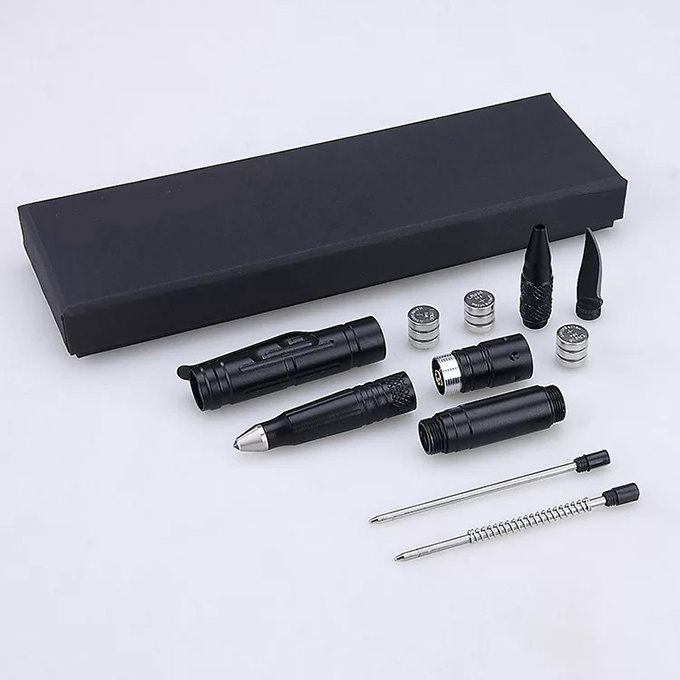 logo engraved survival tactical pen multi self defense tool with LED light