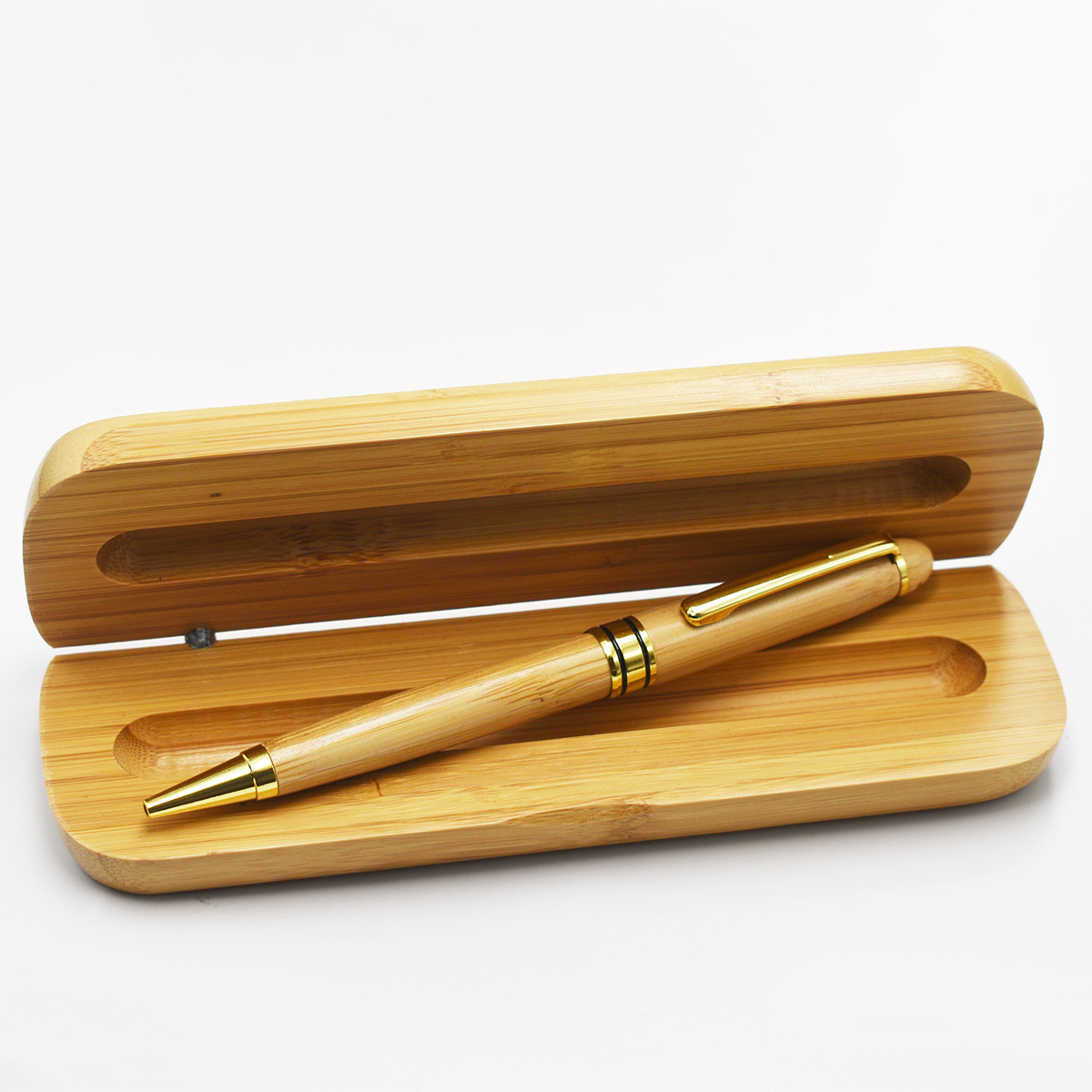 Stationery Office Writing Customized Logo Engrave Laser Christmas Gift Pen Set Promotion Bamboo Wooden Pen with Box