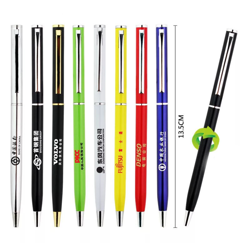 white ball point pen slim oil premium office twist silver stainless steel hotel ball pen for gift