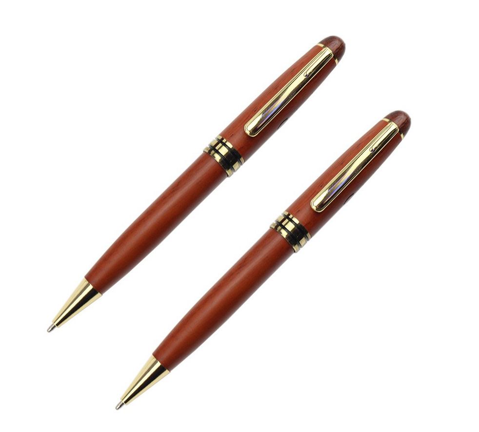 ECO Friendly Wood Pens High Quality Luxury Custom Engrave Logo Rosewood Ball Pen Set with Rosewood Box