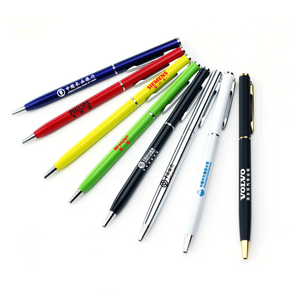 white ball point pen slim oil premium office twist silver stainless steel hotel ball pen for gift