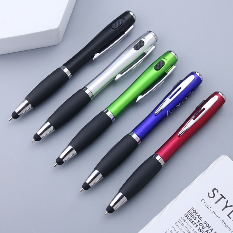 Pen with LED light Popular Custom Logo Advertising Promotional Touch Screen Ball Pen Torch Light Medical