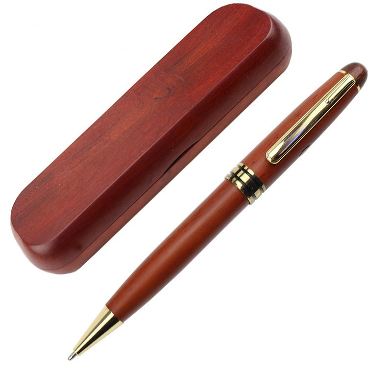 ECO Friendly Wood Pens High Quality Luxury Custom Engrave Logo Rosewood Ball Pen Set with Rosewood Box