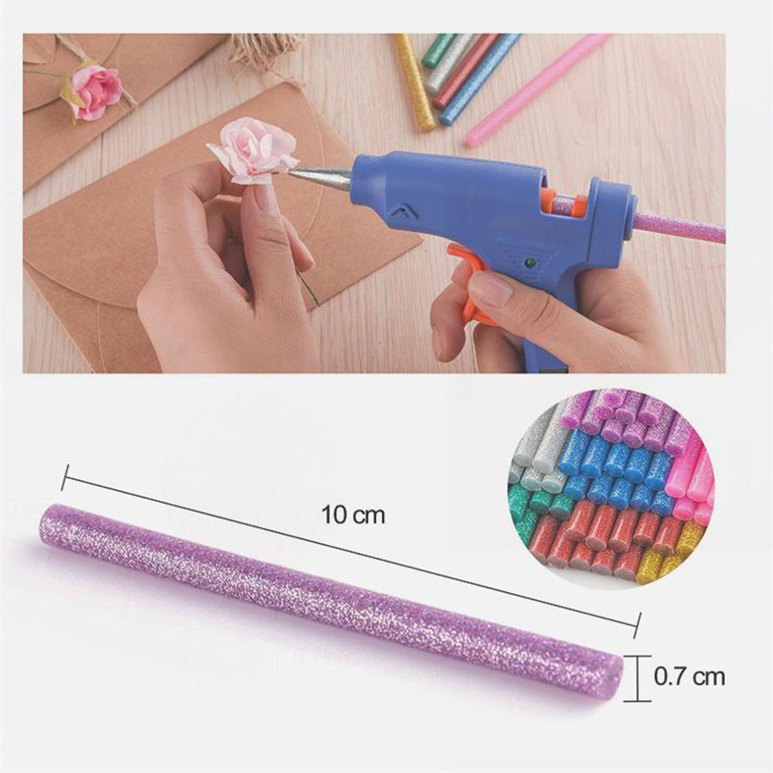 GZWW High Adhesive Glitter silicone Sticks 14 Colors Glitter Hot Glue Sticks for Hot Glue Gun