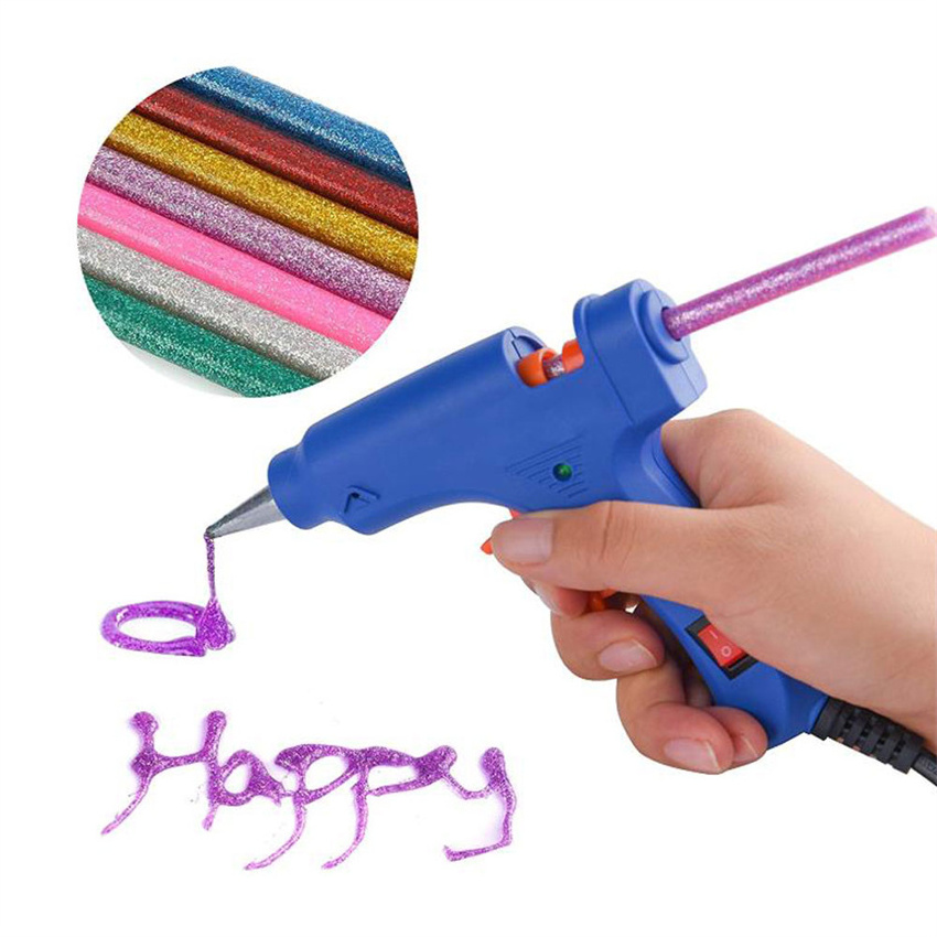 GZWW Glue Gun Multi Color Mini Hot Glue Sticks with Glitter for DIY Art Craft Repair Bonding