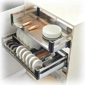 Kitchen Cabinet Furniture Accessories Stainless Steel Put-Out Basket Free Sample Kitchen Organizer Slide Drawer Basket Cabinet