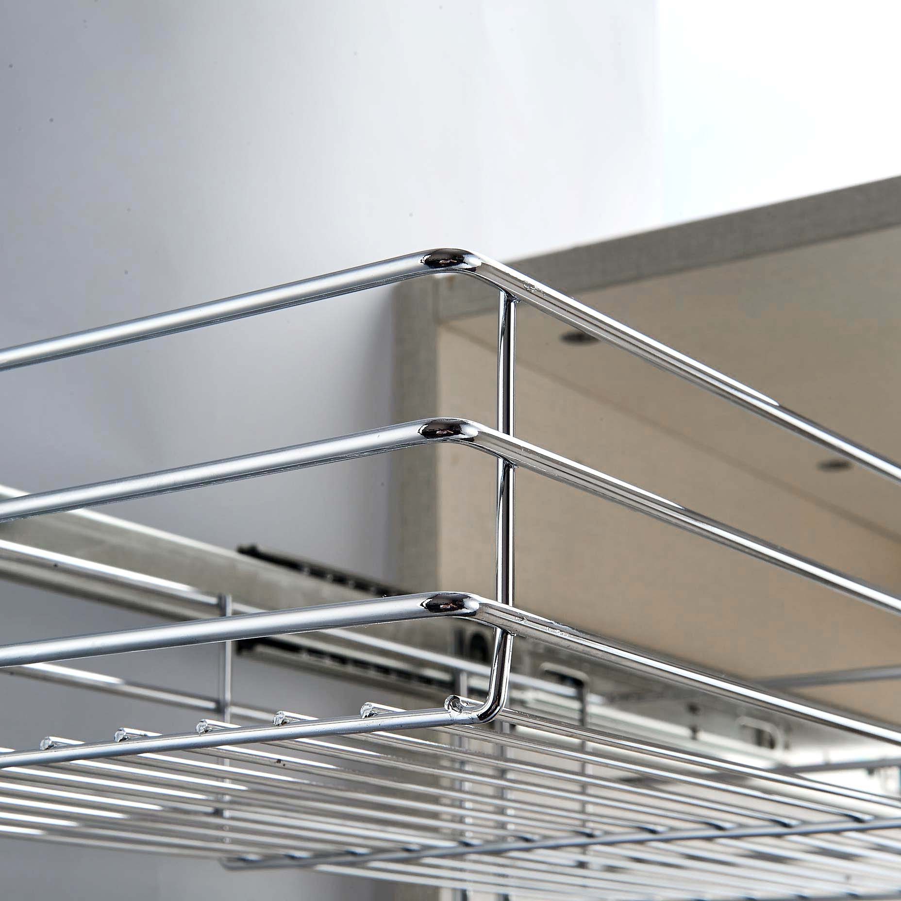 Europe Hot sales Side Mount Wire Basket Drawer Slides 2 Tier Pull Out Wire Basket Wire Dish Rack For Cabinet Drawer