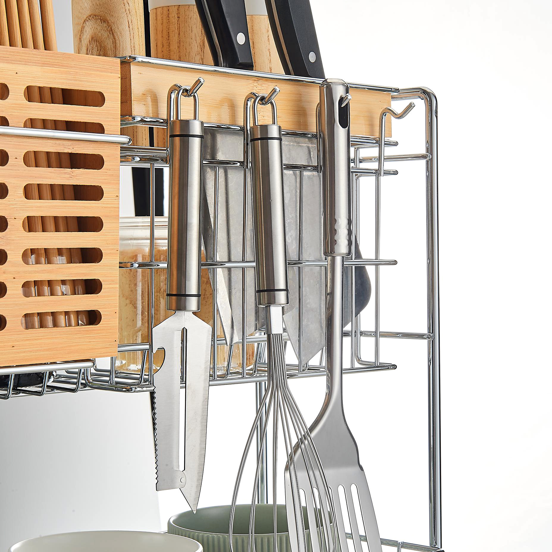 Low MOQ Spice Rack Organizer Houseware 2 Tier Cabinet Wire Basket Drawer Ultra Narrow Kitchen Basket For Small Space