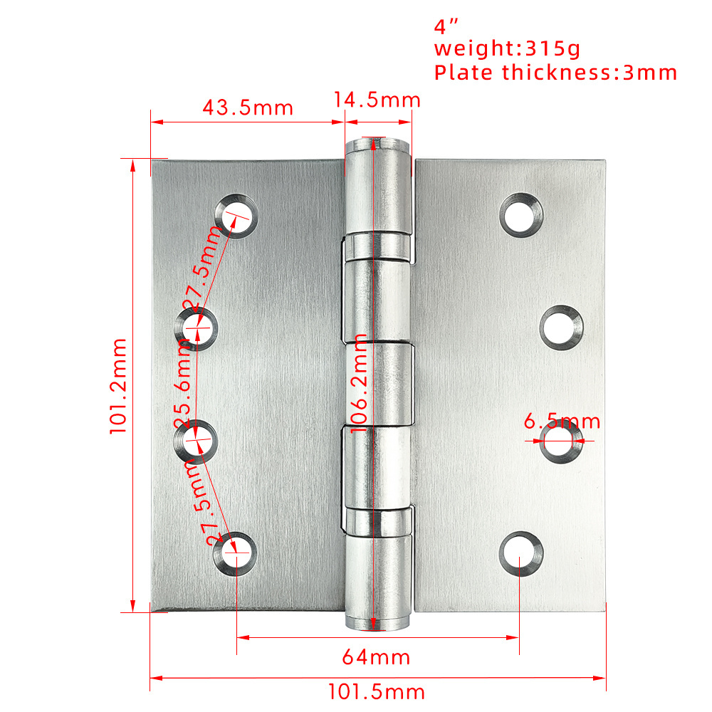 Wholesale Price Stainless Steel Door Hinge American Style 4 Inch SS Hinges Cabinet Hinges For Double Swing Door