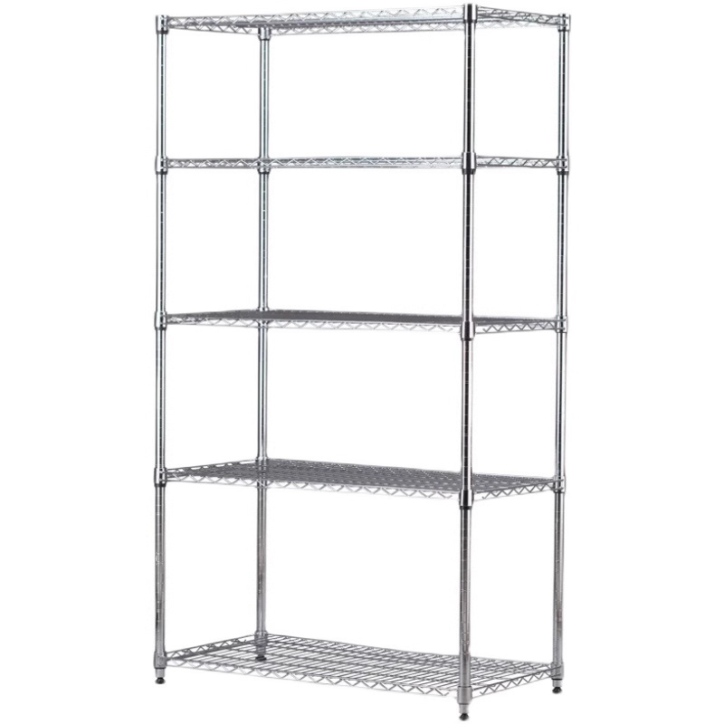 Factory Wholesale Adjustable Furniture Kitchen Rack Trolley Industry Metal Storage Shelf Chrome Plated Wire Shelves With Wheels