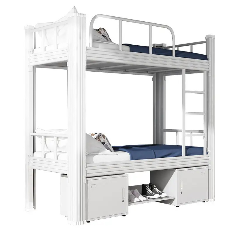 Hot Selling Double Layer Bunk Bed Solid and Durable Metal Bed Frame Dormitory Bed for Students