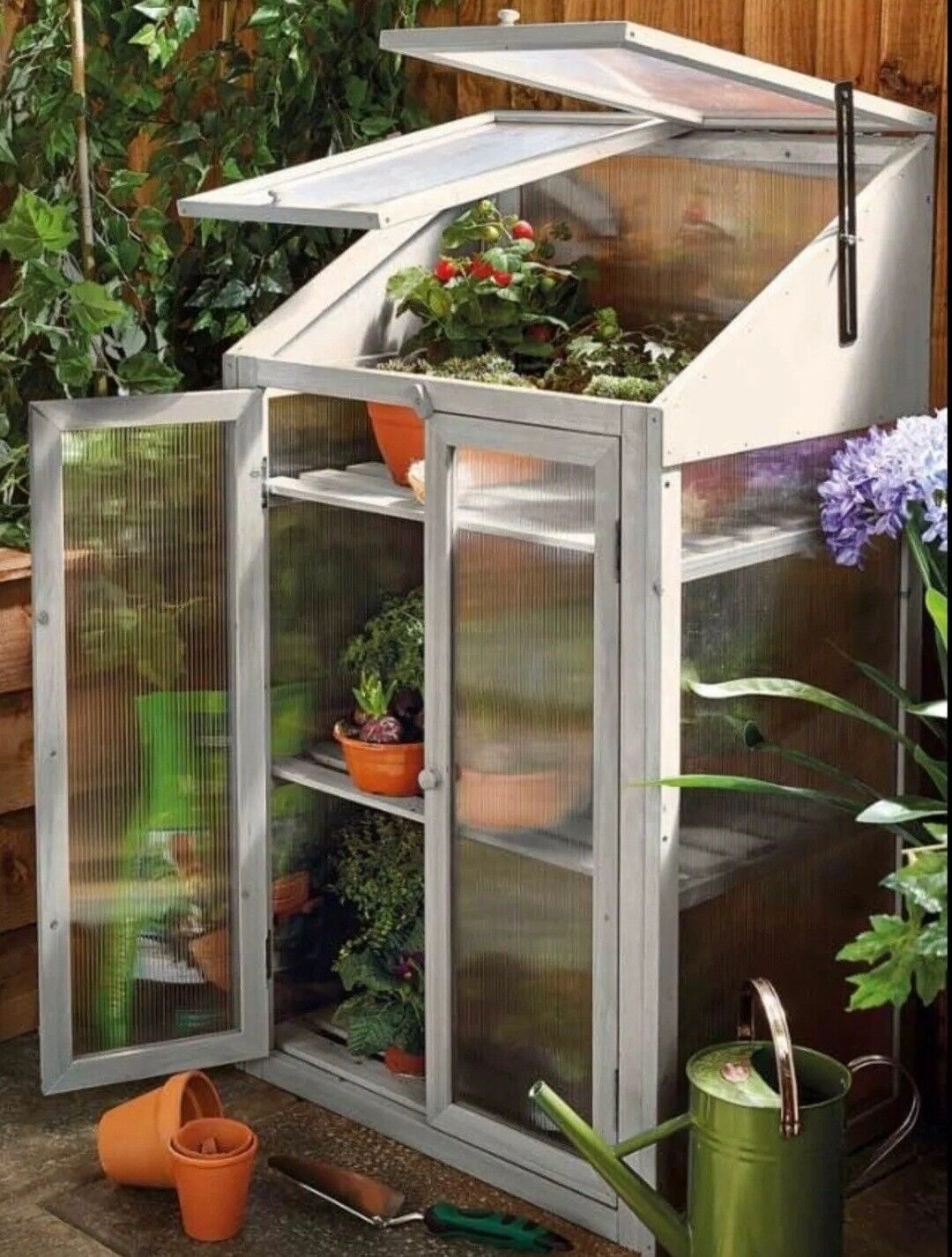 Small aluminum with led light garden greenhouse indoor-outdoor easy assemble for sale