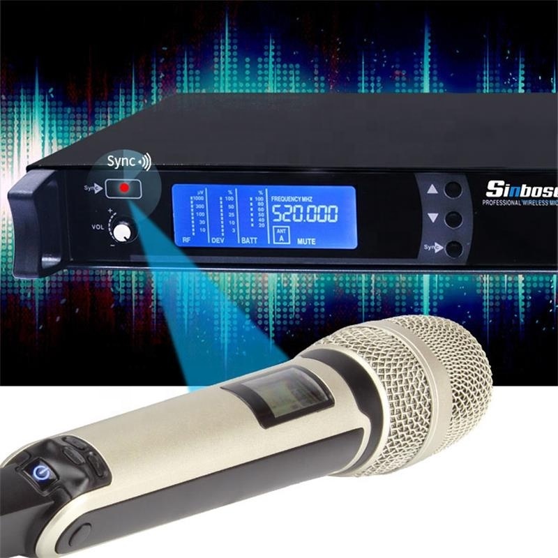 Professional stage UHF wireless microphone with 2 handheld headset collar mic