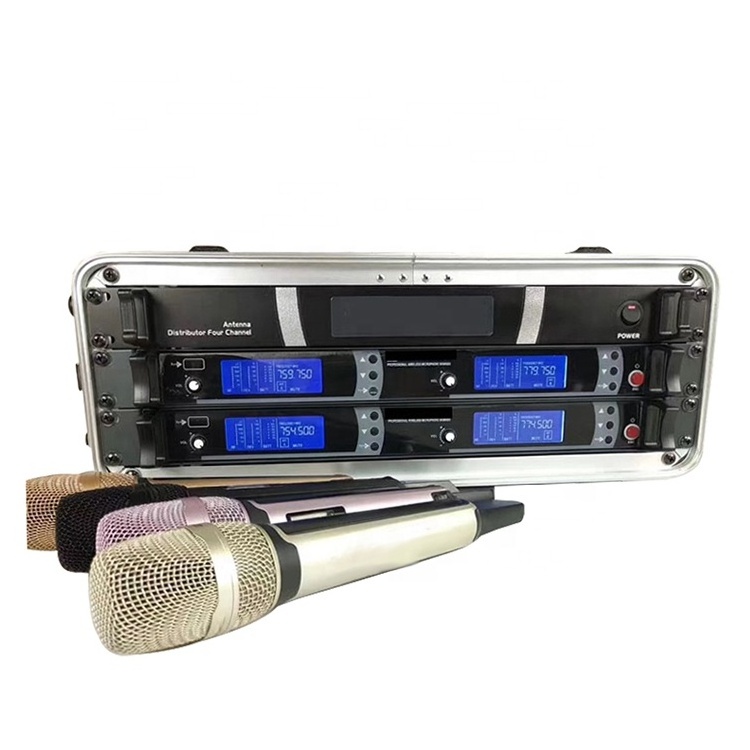 Professional stage UHF wireless microphone with 2 handheld headset collar mic