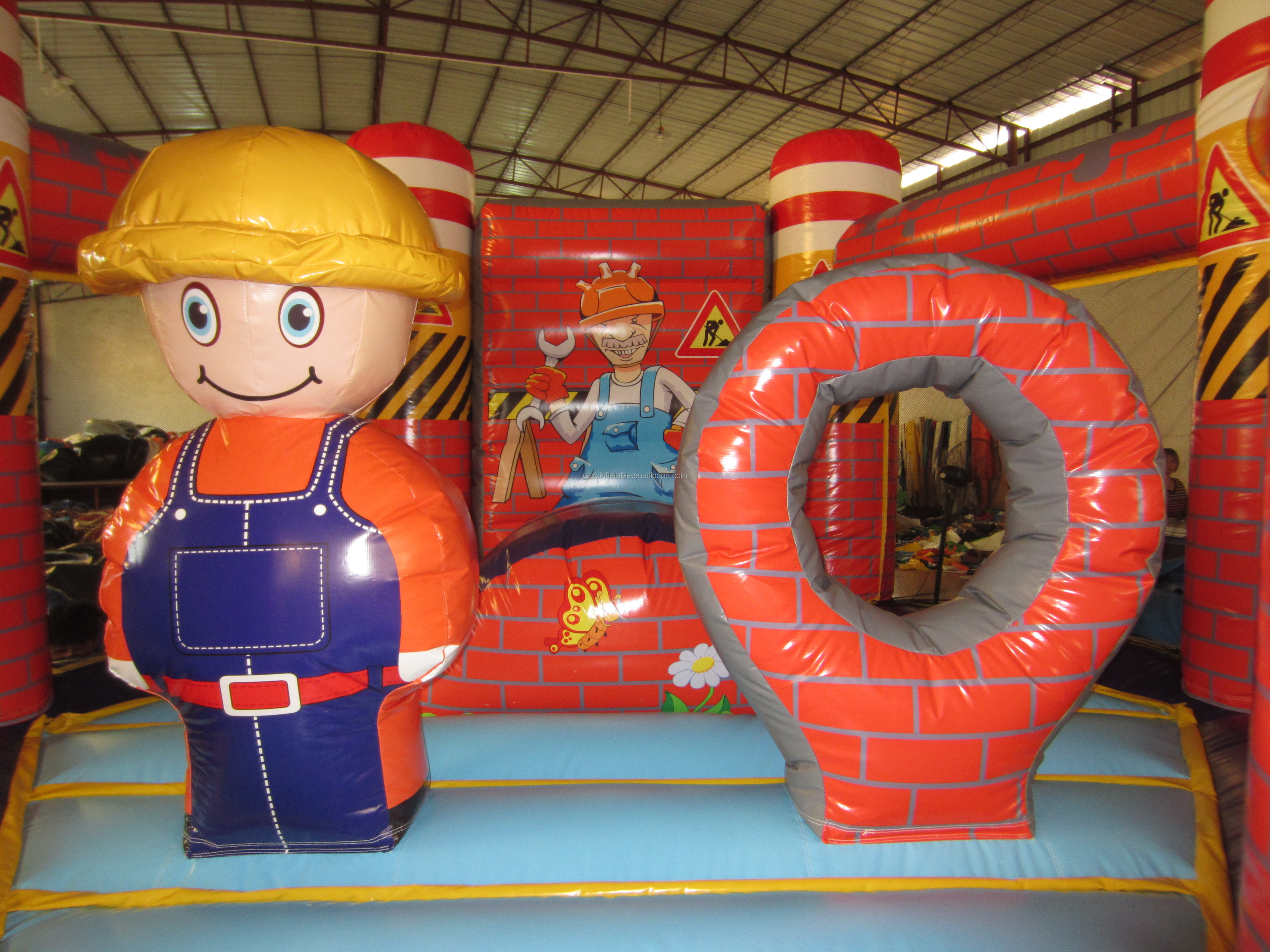 Hot Products Construction Worker Theme Inflatable Bouncer Inflatable Construction Site Bounce House For Rental