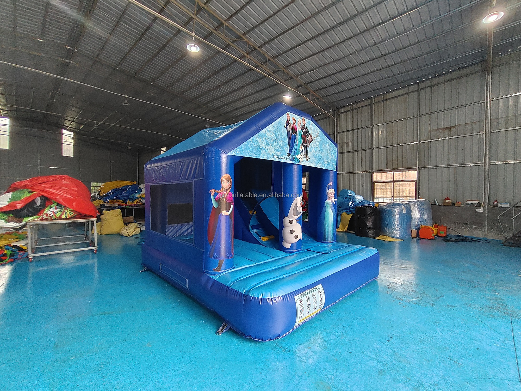 Good quality kids princess jumping bed trampoline bouncy house commercial inflatable combo slide with jumping castle