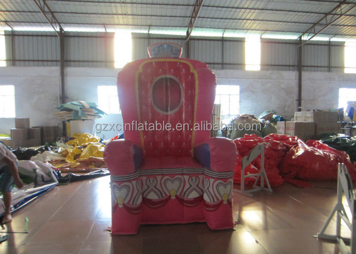 Factory wholesale new arrival high quality outdoor pvc kids party queen inflatable throne chair