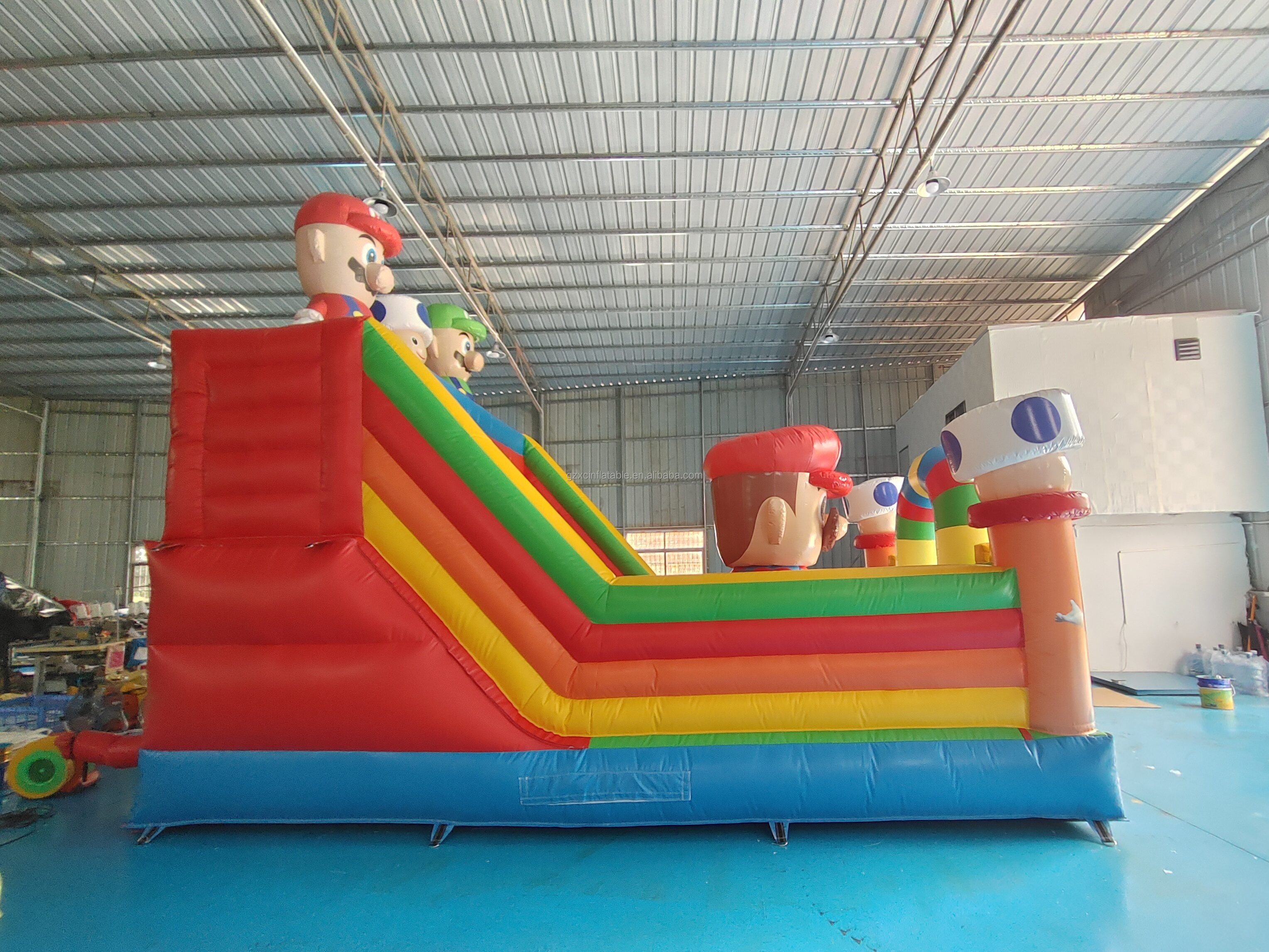 Commercial PVC Figures Anime Super Mario Theme Inflatable Jumping Bouncy House Inflatable Bouncer Slide For Kids For Rental