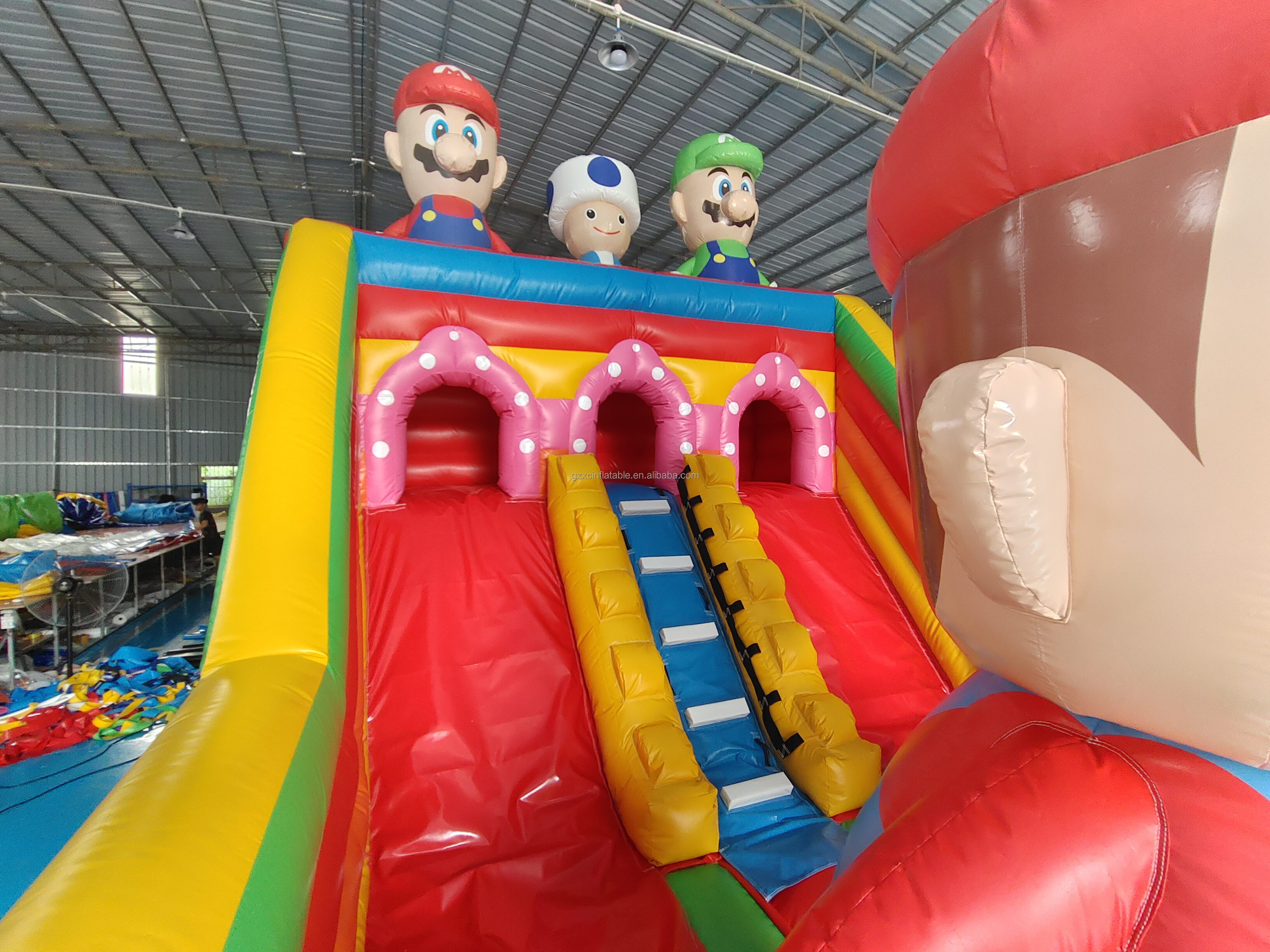 Commercial PVC Figures Anime Super Mario Theme Inflatable Jumping Bouncy House Inflatable Bouncer Slide For Kids For Rental