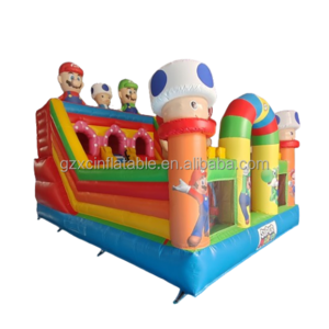 Commercial PVC Figures Anime Super Mario Theme Inflatable Jumping Bouncy House Inflatable Bouncer Slide For Kids For Rental