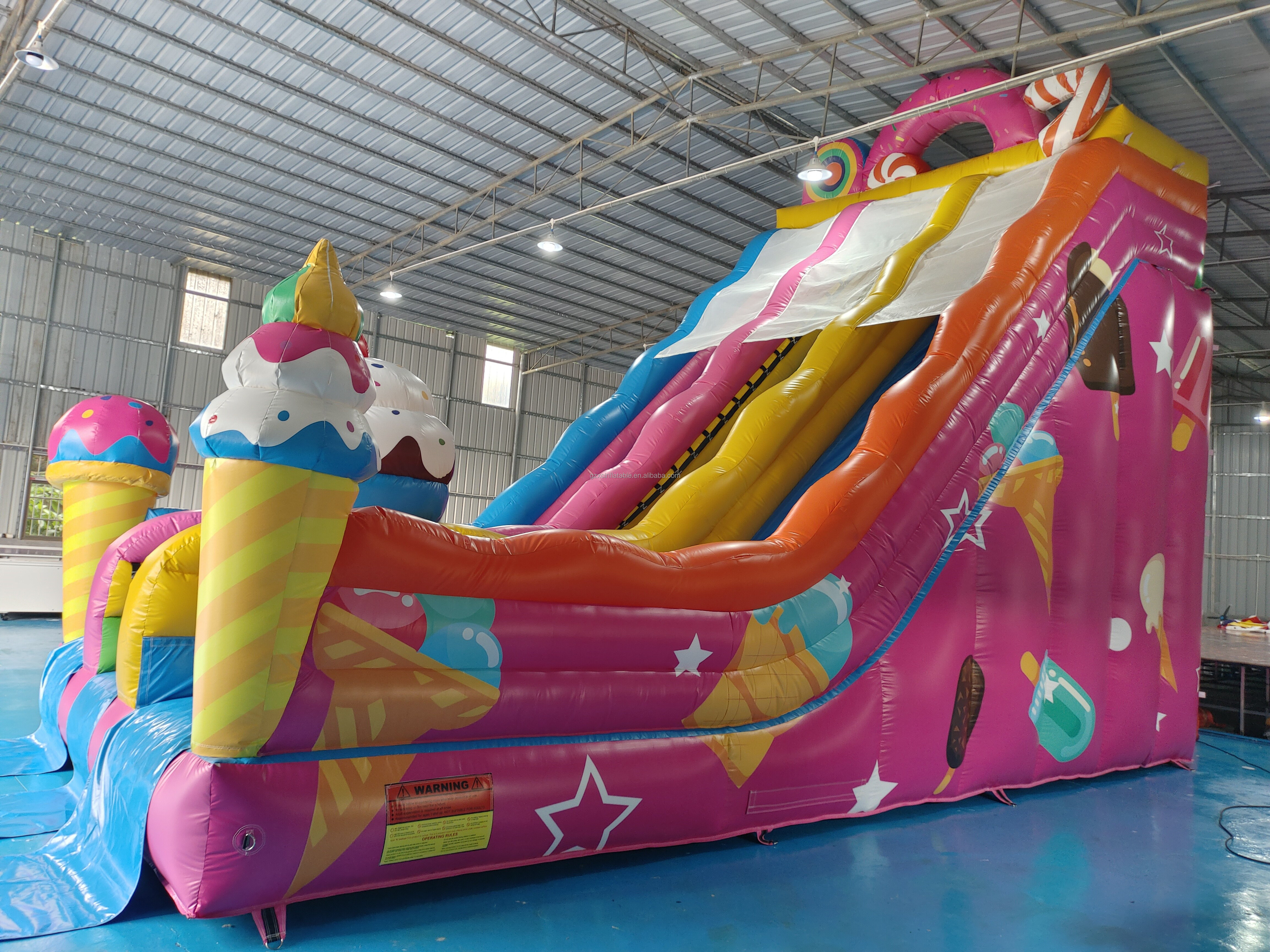 0.55mm PVC Tarpaulin Inflatable Slides Ice Cream Cupcake Cartoon Inflatable Dry Slide High Slide For Kids And Adults Outdoor