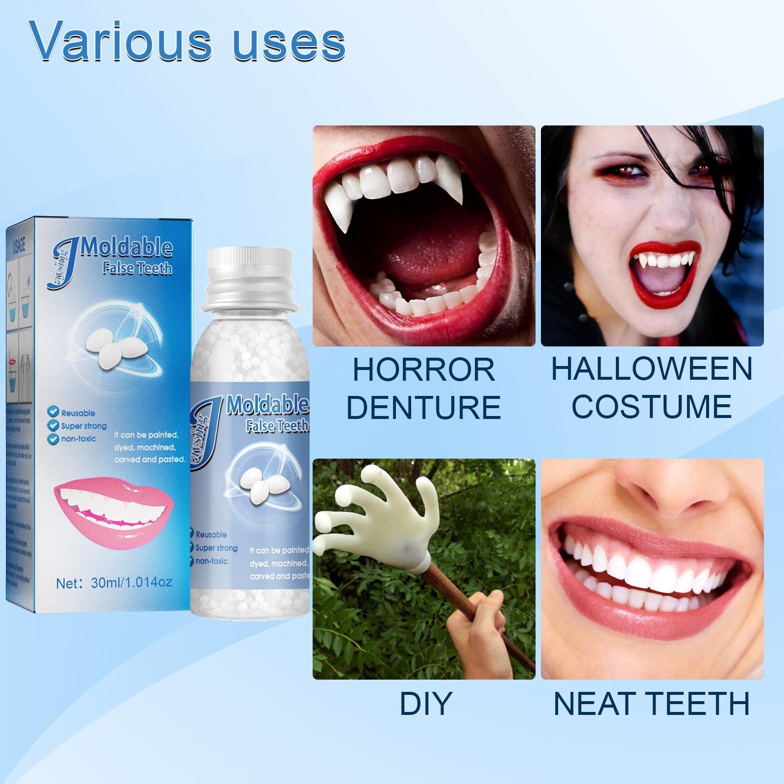 30g Resin False Teeth That Fit Solid Glue Temporary Tooth Repair Set Moldable Teeth And Gap False Glue Denture Tooth Care