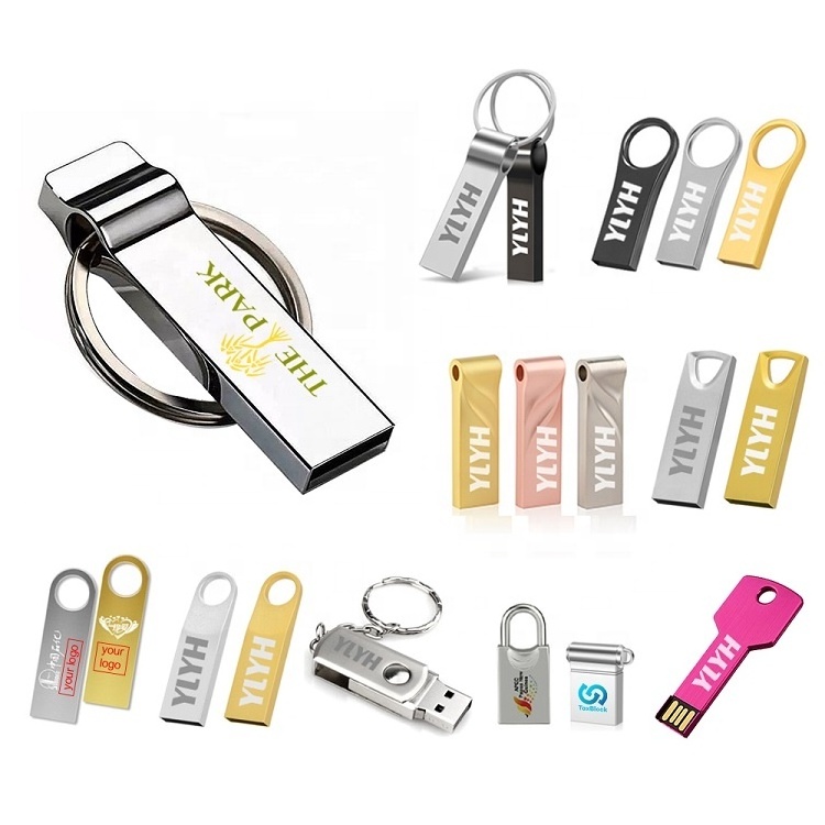 Custom LOGO Metal Pendrive USB 2.0 3.0 Stick 32GB 64GB 128GB Wholesale USB Flash Drive